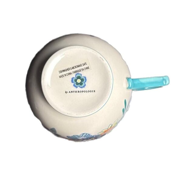 Anthropologie Tea Time Monogram Initial 'A' Floral Footed Ceramic Mug - Picture 6 of 6